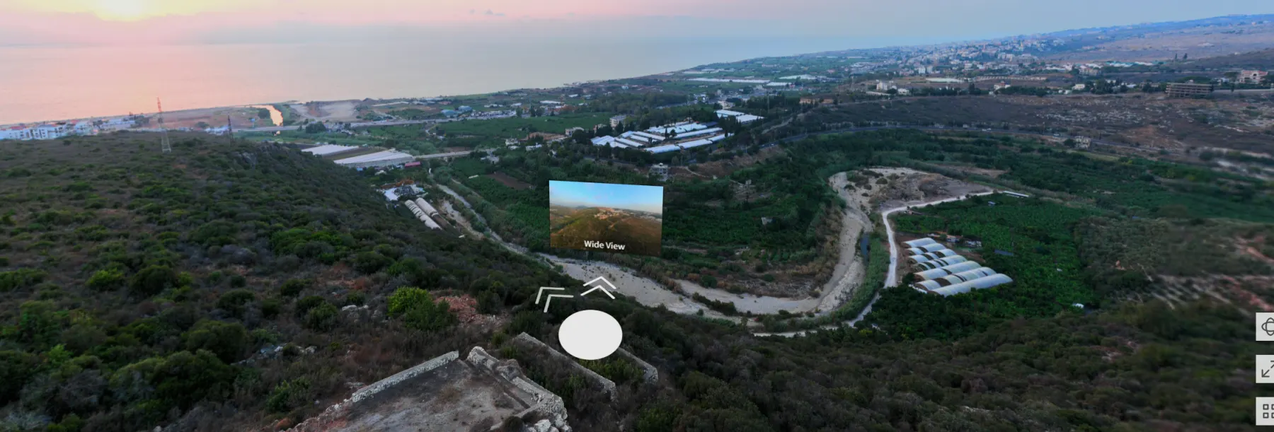 Wide aerial view from the Damour 360° virtual tour